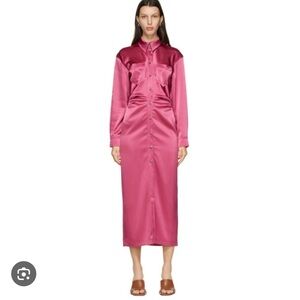 Nanushka Fuchsia Satin Midi Dress